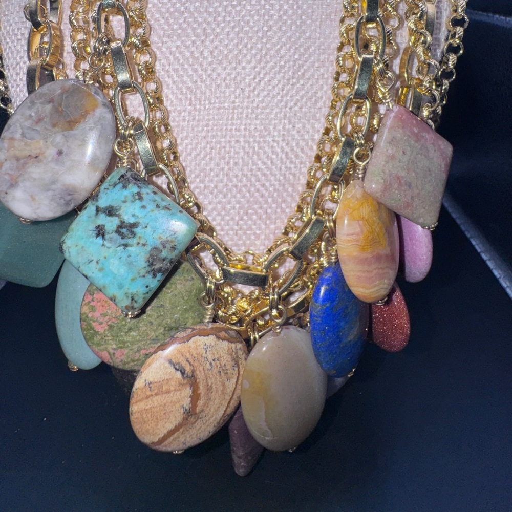 Stephen Dweck Gemstone Necklace Bracelet Set Lapis Jasper Turquoise MOP